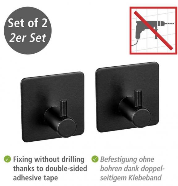Wenko Ureo selvklæbende kroge - 2 stk - Mat sort Wenko Ureo selvklæbende kroge - 2 stk - Mat sort