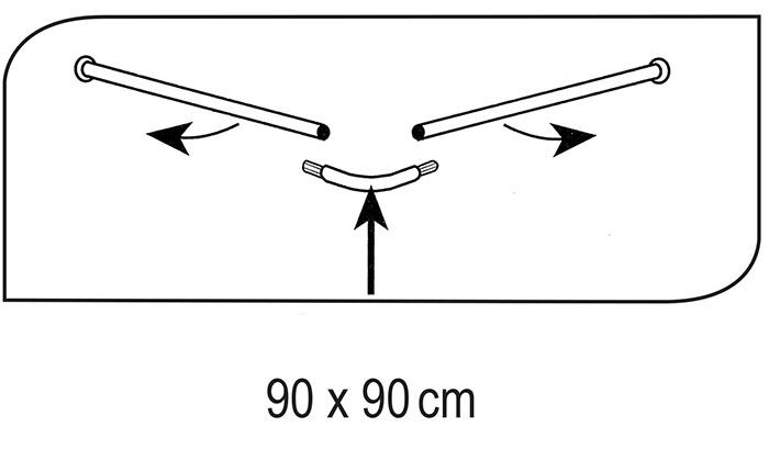 Ridder universal badeforhængsstang - 90 x 90 cm - Hvid