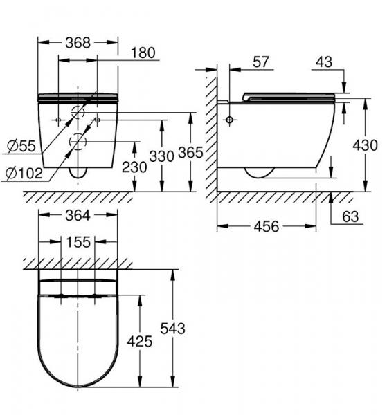 Grohe Start Round Ceramic væghængt toilet inkl sæde m/SoftClose og QuickRelease