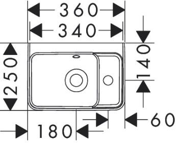 hansgrohe Xanuia Q 36 håndvask t/væg - Hanehul til højre hansgrohe Xanuia Q 36 håndvask t/væg - Hanehul til højre