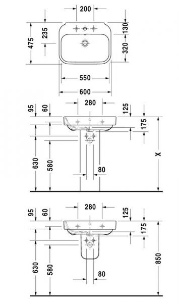 Duravit Happy D.2 60 h&aring;ndvask t/v&aelig;g