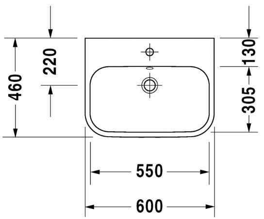 Duravit Happy D.2 60 bowlevask op til væg - 1 hanehul Duravit Happy D.2 60 bowlevask op til væg - 1 hanehul