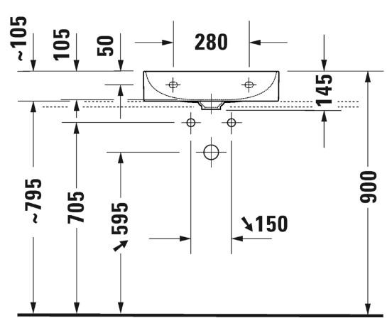 Duravit DuraSquare 50 håndvask t/væg eller møbel - Uden hanehul Duravit DuraSquare 50 håndvask t/væg eller møbel - Uden hanehul