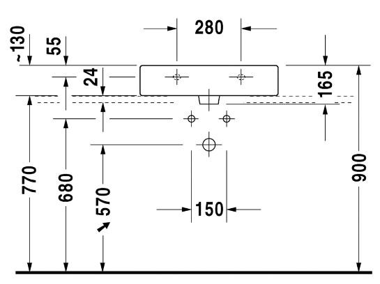 Duravit Vero 60 bowlevask op til væg - 1 hanehul Duravit Vero 60 bowlevask op til væg - 1 hanehul