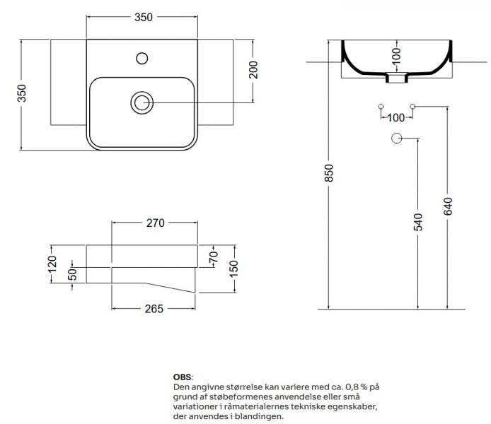 Lavabo 35 semi-indbygget håndvask - 1 hanehul Lavabo 35 semi-indbygget håndvask - 1 hanehul