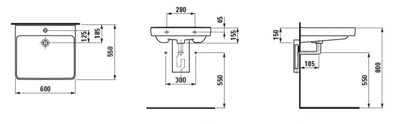 Laufen Pro Liberty 60 håndvask - 1 hanehul