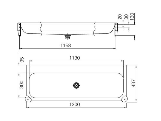 Intra P12 vaskerende i rustfrit stål - Uden bagplade Intra P12 vaskerende i rustfrit stål - Uden bagplade