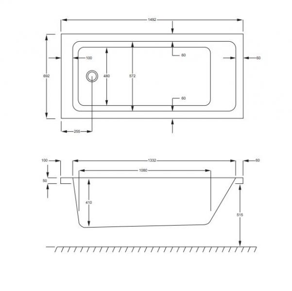 Strømberg Quantum badekar t/indbygning 150 x 70 - 1 ryglæn Strømberg Quantum badekar t/indbygning 150 x 70 - 1 ryglæn