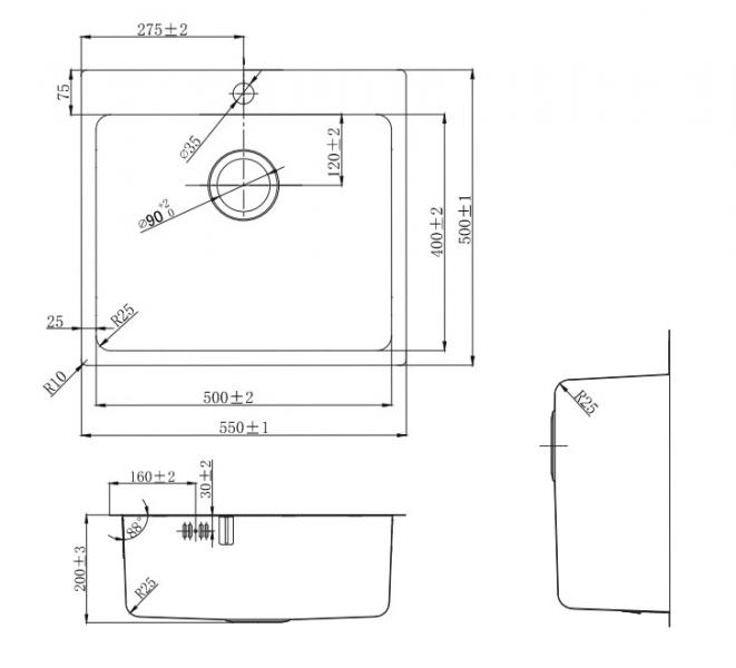 Lavabo LA 550 Soft køkkenvask - Rustfrit stål
