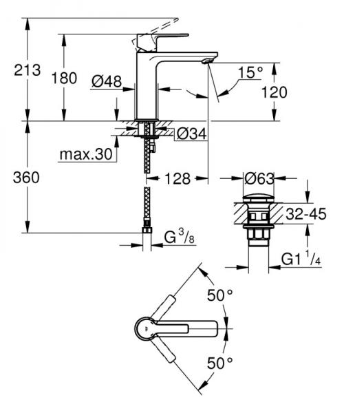 Grohe Lineare New håndvaskarmatur m/pop-up bundventil - Børstet hard graphite Grohe Lineare New håndvaskarmatur m/pop-up bundventil - Børstet hard graphite