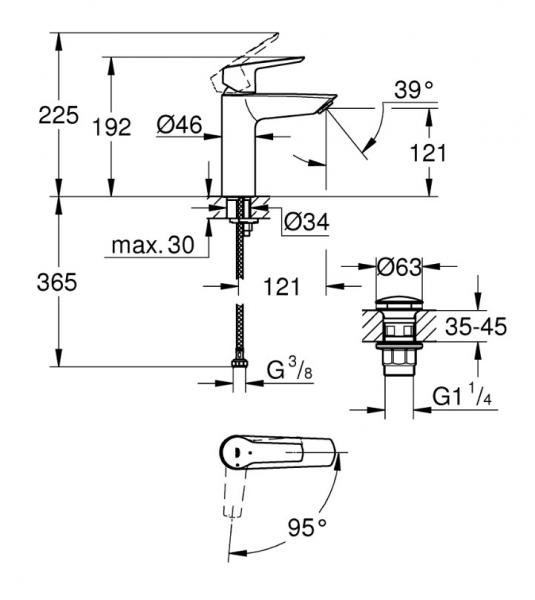 Grohe Start M håndvaskarmatur m/koldstart og push-open bundventil - Mat sort Grohe Start M håndvaskarmatur m/koldstart og push-open bundventil - Mat sort