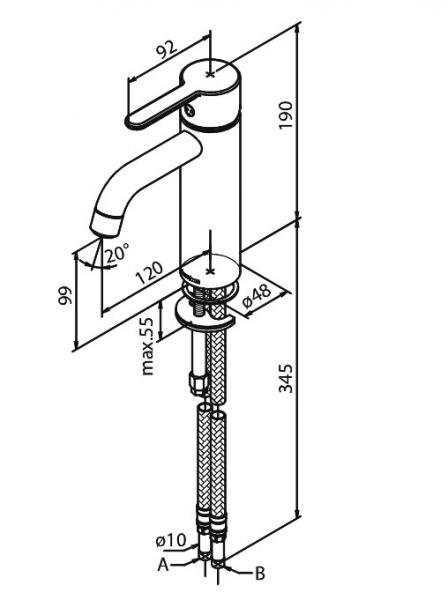 Damixa Silhouet M håndvaskbatteri u/bundventil - Poleret messing Damixa Silhouet M håndvaskbatteri u/bundventil - Poleret messing