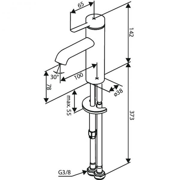 Damixa Iris S håndvaskarmatur u/bundventil m/koldstart - Mat sort