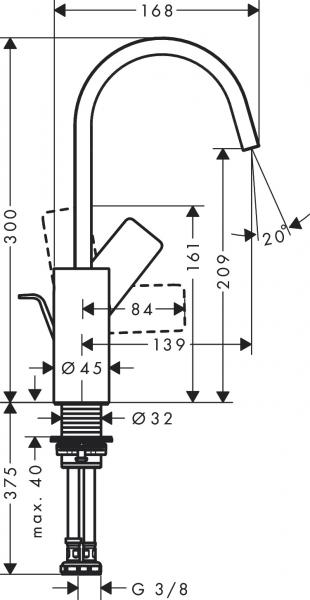 hansgrohe Vivenis 210 håndvaskarmatur m/svingtud u/bundventil - Mat sort