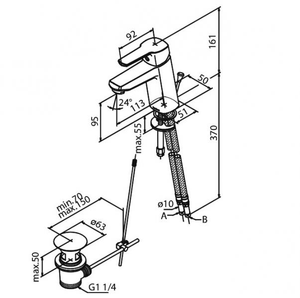 Damixa Pine M håndvaskarmatur inkl. bundventil - Krom Damixa Pine M håndvaskarmatur inkl. bundventil - Krom
