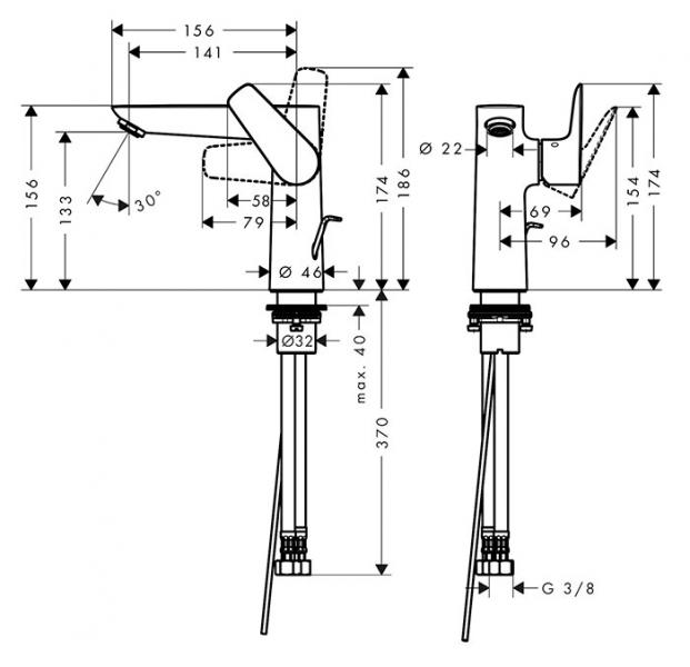 hansgrohe Talis E 150 håndvaskarmatur m/løft-op bundventil - Krom