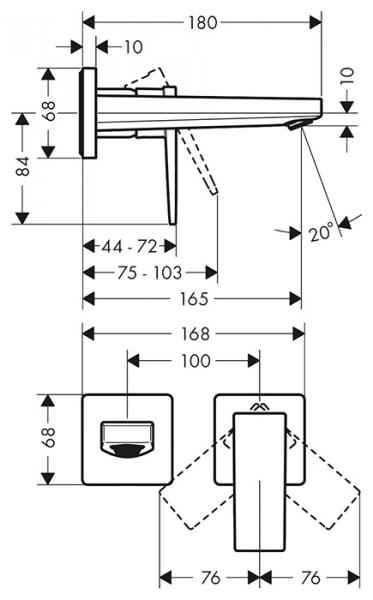 hansgrohe Metropol håndvaskarmatur til indbygning m/165 mm tud  - Krom
