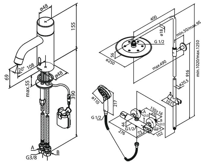 Damixa Silhouet Touchless komplet pakke til bad m/hovedbruser - Mat sort Damixa Silhouet Touchless komplet pakke til bad m/hovedbruser - Mat sort
