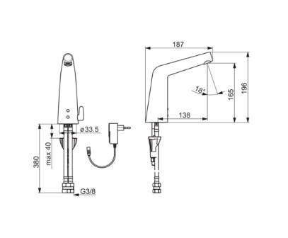 Oras Inspera 3016FT håndvaskarmatur, 230/9 V - Krom Oras Inspera 3016FT håndvaskarmatur, 230/9 V - Krom