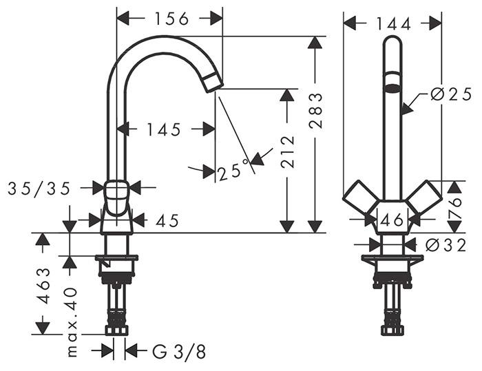 hansgrohe Logis M31 2-grebs køkkenarmatur 1jet - Krom