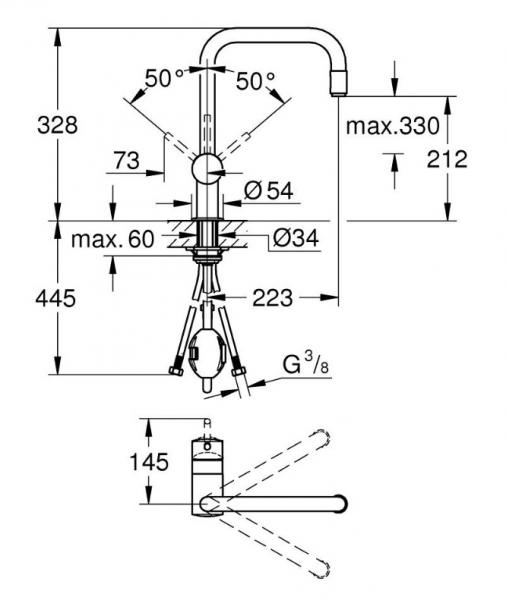Grohe Minta køkkenarmatur m/udtræk og U-tud - Krom