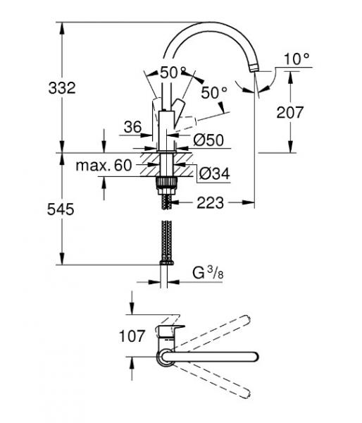Grohe Start Edge køkkenarmatur m/svingtud Grohe Start Edge køkkenarmatur m/svingtud