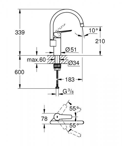 Grohe Start køkkenarmatur m/C-tud - Krom Grohe Start køkkenarmatur m/C-tud - Krom