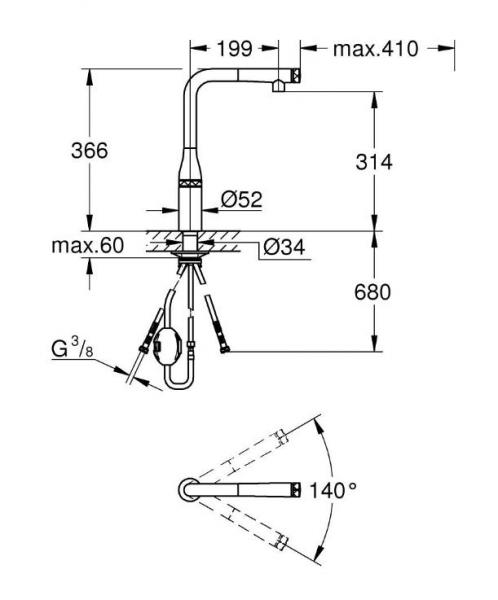 Grohe Essence Smart Control k&oslash;kkenarmatur - Poleret hard graphite