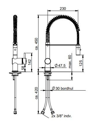 Kriss Skandi semi-pro køkkenarmatur - Rustfrit stål