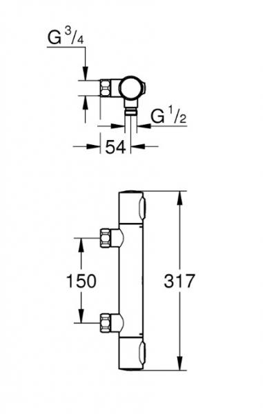Grohe Precision Flow termostatbatteri til brus u/tilslutning Grohe Precision Flow termostatbatteri til brus u/tilslutning