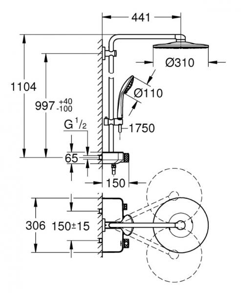 GROHE Euphoria SmartControl 310 Duo brusesystem - Mat sort GROHE Euphoria SmartControl 310 Duo brusesystem - Mat sort