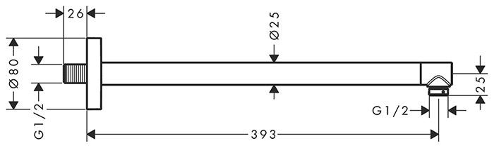 hansgrohe bruserbøjning 39 cm - Krom