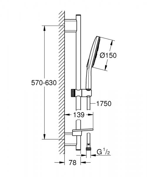 Grohe Rainshower SmartActive 150 bruses&aelig;t - Krom