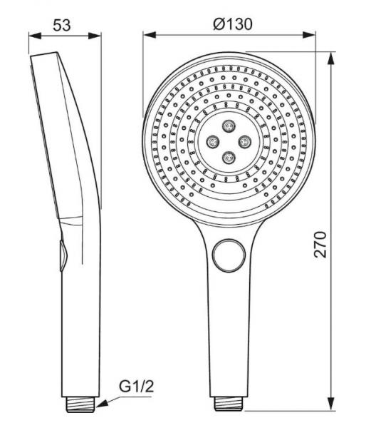 Ideal Standard IdealRain Solos håndbruser m/3 stråler - Krom Ideal Standard IdealRain Solos håndbruser m/3 stråler - Krom
