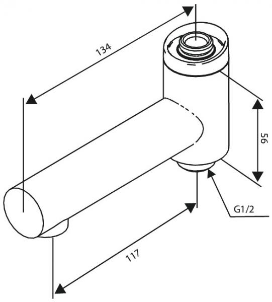 Damixa Iris svingtud til termostat m/omskifter - Børstet messing