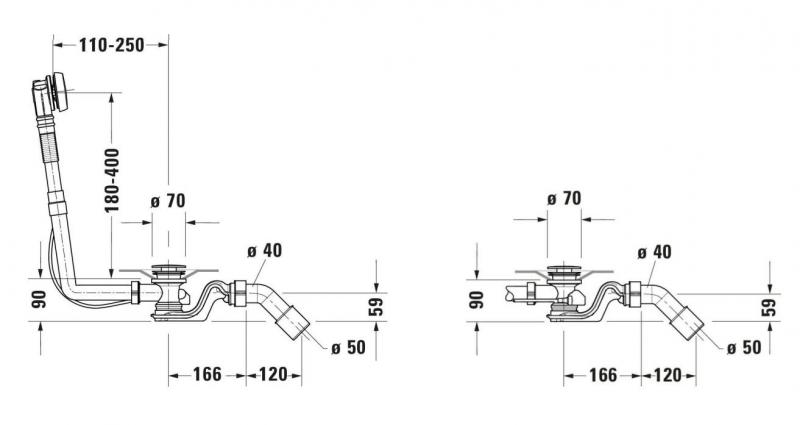 Duravit Universal Af/overløbsgarniture til badekar