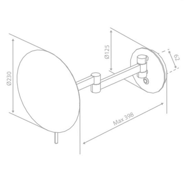 Damixa Zen make-up spejl m/lys og 5x forstørrelse - Steel