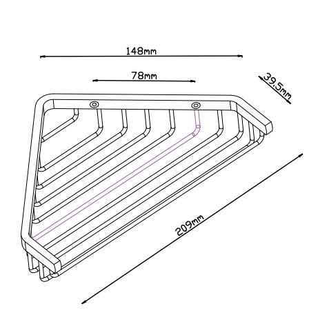 Lavabo Luna hjørnehylde til bad - Messing natur