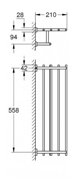 Grohe Essentials Cube håndklædestang m. hylde - Supersteel Grohe Essentials Cube håndklædestang m. hylde - Supersteel