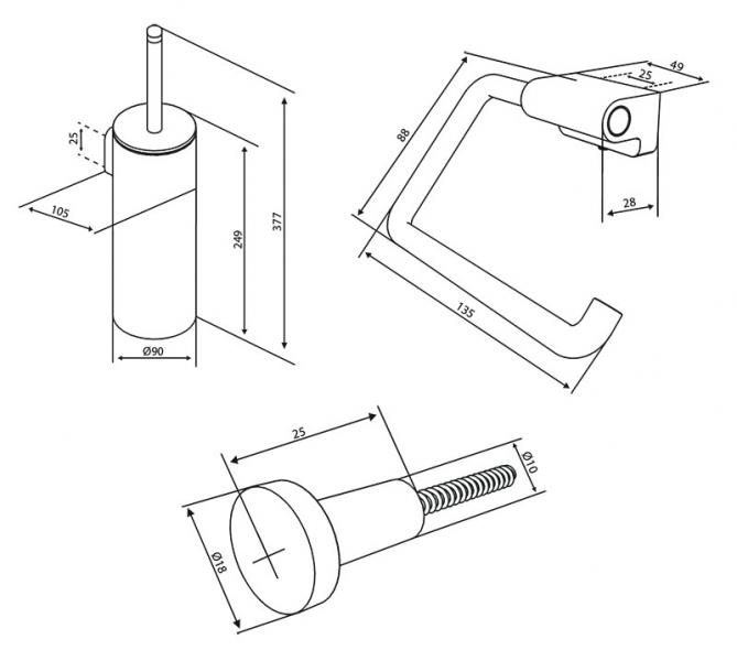 Damixa Zen tilbehørspakke til badeværelset - Steel