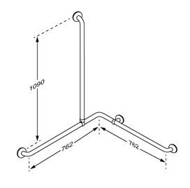 Pressalit PLUS h&aring;ndgrebshj&oslash;rne m/lodret greb 762 x 762 x 1090 mm - Hvid