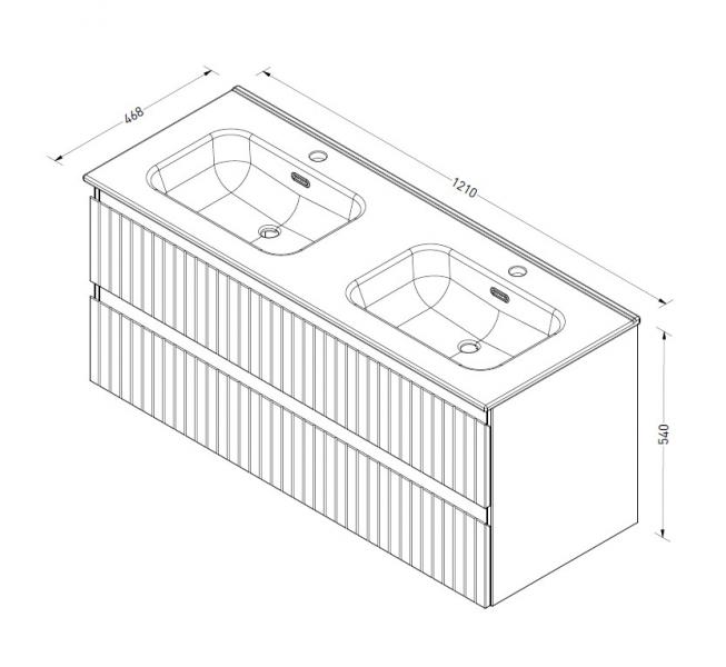 Sanibell Proline 120 møbelsæt m/lameller, 2 skuffer og dobbeltvask - Urban eg Sanibell Proline 120 møbelsæt m/lameller, 2 skuffer og dobbeltvask - Urban eg