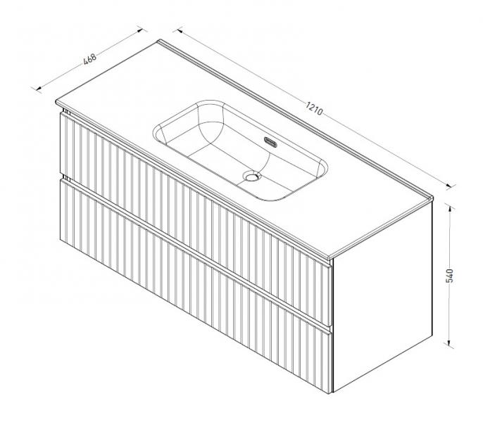 Sanibell Proline 120 møbelsæt m/2 skuffer og lameller - Uden hanehul - Kul eg Sanibell Proline 120 møbelsæt m/2 skuffer og lameller - Uden hanehul - Kul eg