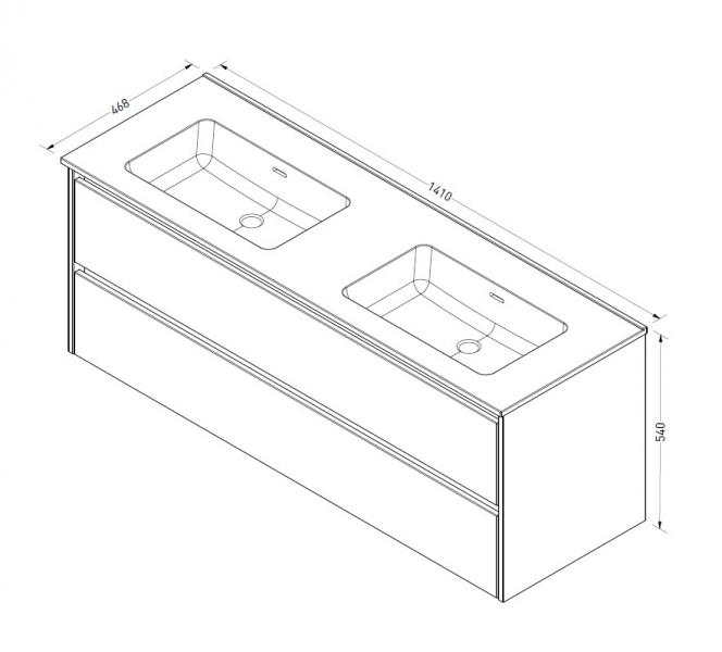 Sanibell Proline 140 møbelsæt m/2 skuffer og dobbeltvask - Uden hanehul - Cabana eg Sanibell Proline 140 møbelsæt m/2 skuffer og dobbeltvask - Uden hanehul - Cabana eg