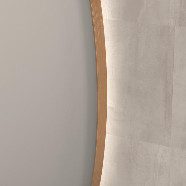 Sanibell Ink SP30 superellipse spejl m/backlight, varme og sensor 120 x 80 cm - Børstet kobber