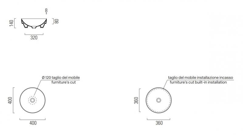 GSI Pura 40 rund fritstående bowlevask - Uden overløb - Ghiaccio