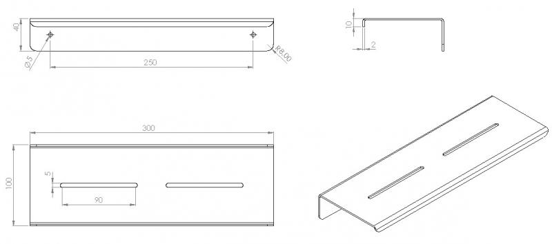 Cassøe A5 brusehylde, vendbar - Mat bronze
