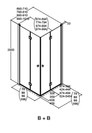 Dansani Match B+B bruseniche m/foldedøre - 70x70 cm - Klar glas/mat krom Dansani Match B+B bruseniche m/foldedøre - 70x70 cm - Klar glas/mat krom