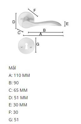 Beslagsboden indendørs dørgreb inkl nøgleskilt - Børstet krom Beslagsboden indendørs dørgreb inkl nøgleskilt - Børstet krom