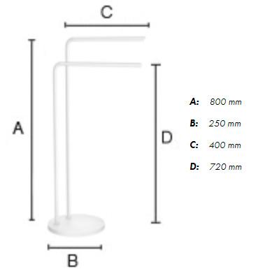 Beslagsboden dobbelt håndklædestang t/gulv - Hvid